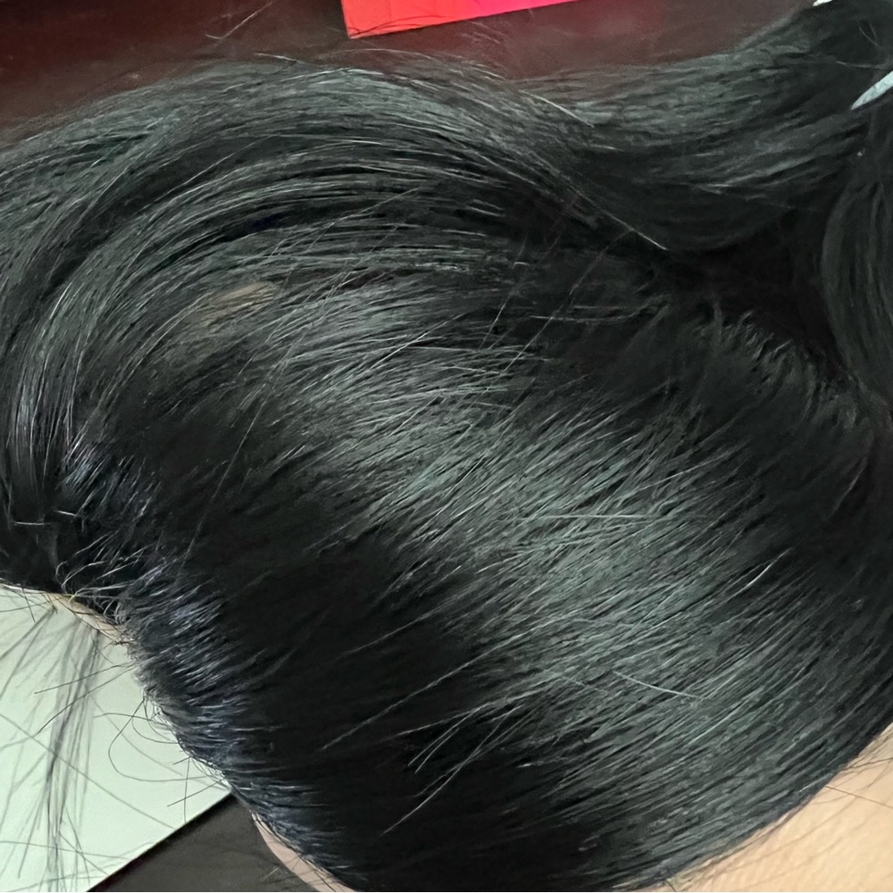 18” Jet Black #1 Fish Wire Halo 100% Human Hair Extensions 95g 1pc Item#GA - Picture 9 of 16
